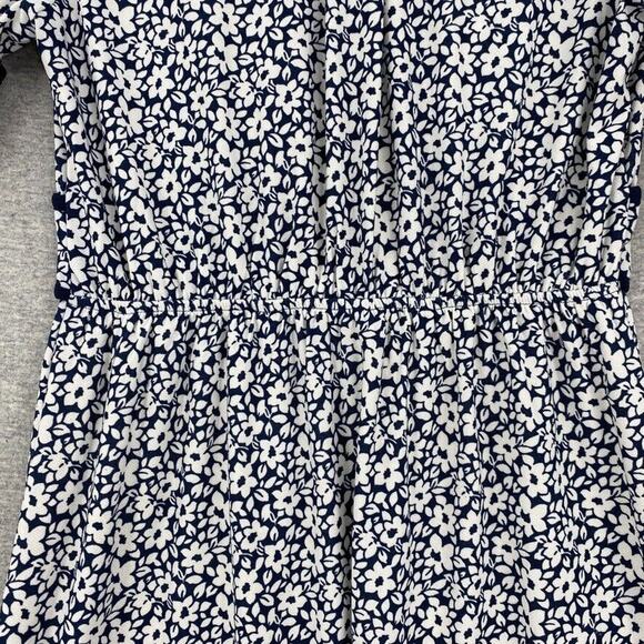 Monteau Dress Womens Small Blue Floral Criss Cross V Neck Stretch Short Sleeve - Picture 9 of 15